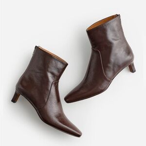 Madewell Dimes Boot 8 Kitten Heel Turkish Coffee Leather Ankle Boot